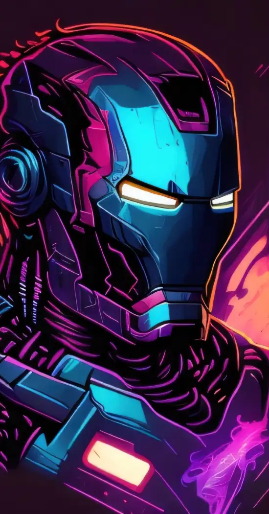 Iron Man Neon Art Wallpaper.